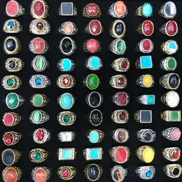 Eheringe Gemischte Menge Gold Farbe Silber Farbe Naturstein Ringe Archaische chinesische Stil Ringe für Männer 50 Stück Großhandel 230901