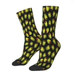 Erkek Çoraplar Yeşil Zeytin Kırmızı Pimentos Yenilik Yiyecek Deseni Erkek Erkek Kadınlar Bahar Çorap Baskı