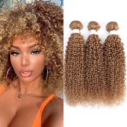 Lace Wigs Honey Blonde Kinky Curly Human Hair Bundles SOKU Brazilian Hair Weave 3/4PCS Bundles Deal Remy Human Hair Weave 230901