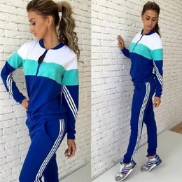 Pantaloni a due pezzi da donna Il completo per il tempo libero Versione coreana femminile Maglione a maniche lunghe di colore aderente Abbigliamento sportivo a due pezzi