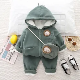 Jackor Baby Boys Clothing Set Autumn Girls Cartoon Lion Hoodies Jacket Pants Bag 3pcs Suit For Kids Casual Outfits Warm Costume 230904