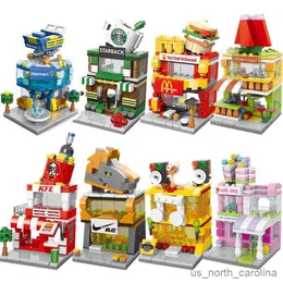 Blocchi Negozio di architettura fai-da-te Cibo di strada Blocchi di costruzione per ragazze Modello di film classico per bambini Giocattoli per bambini R230907