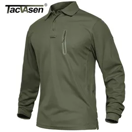 Herrpolos Tacvasen med blixtlåsfickor Taktiska arbeten T-shirts Mens Long Sleeve Premium Polos Tee Shirts Casual Golf Sports T-Shirts Tops 230901