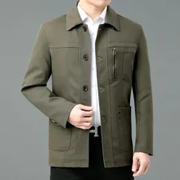 Мужские куртки Модные высококачественные мужские и пожилые красивые трендовые свободные повседневные деловые куртки с лацканами для папы, зимнее пальто 230901