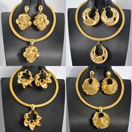 Zestawy biżuterii ślubnej Zeadear Afrika 18K Warna EMAS Zestaw Perhiasan Untuk Wanita Bunga Daun Anting Liontin Kalung Nigeria Italia Hadiah Pesta Pernikahan 230904