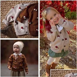 Детские свитера Plover, зима-осень, пальто с грибами для маленьких девочек и мальчиков, ретро-брендовый вязаный кардиган, верхняя одежда 221102, Прямая доставка Dhdzj