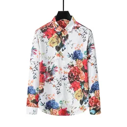 Men's Casual Shirts Luxury Floral Print For Men's Autumn Long Sleeve Slim Asual Shirt Business Social Formal Dress Tops Street Party Tees