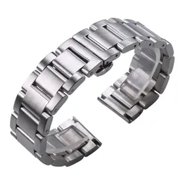 Solide 316L Edelstahl Uhrenarmbänder Silber 18mm 20mm 22mm Metall Uhrenarmband Armband Armbanduhren Armband CJ191225224b