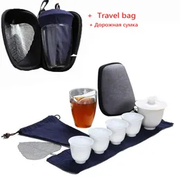 Tea Cups Porcelain Service Gaiwan Mug of Ceremony Teapot Chinese Portable Kung Fu Travel Set Ceramic Teacup with bag 230901