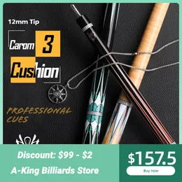 Biljardtecken zokue carom stick 3 kudde cue professionell carom biljard cue koreansk carom cue avsmalnande 12mm tips 142 cm libre cue med fall 230901