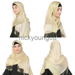 Sciarpe con ciondolo 2020 NUOVE donne in cotone dorato tinta unita sciarpa testa musulmana scialli e impacchi pashmina bandana foulard femminile negozi hijab da donna x0904