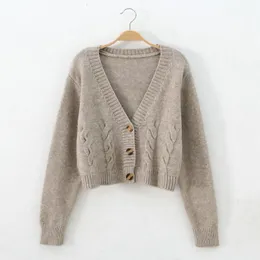 Women's Sweaters Autumn Winter Short High Waist Solid Color Sweater Women Single-breasted Knit Cardigan Small Sweter Women Jacket Top Femme 230904