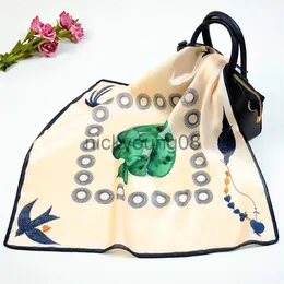 Kolye Eşarpları 2023 Bahar Tasarım Kıyısı Markası 53cm Kare Eşarp Kadınlar Kerchief Moda Boyun Boynesi Türban İpek Eşarp Kış Eşarpları Lady X0904