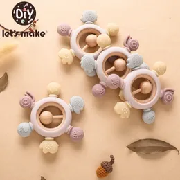 Diş Planları Oyuncaklar 1 adet silikon teether bebek dümen şekli ahşap halka çocuk hediye bpa ücretsiz çocuk eşyalar diş çıkarma oyuncak 230901