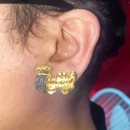 Hoop Huggie Nama Kustom Anting Dengan Hati Baja Tahan Karat Lapis emas Anting Stud Personisasi Disesuaikan Memorial Perhiasan Untuk Wanita 230904