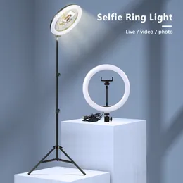 Światła selfie 10 -calowe światło ringu z opcjonalnym statywem Pogografia Wypełnij światło LED Ring Lampa Ringlight do nagrywania wideo transmisja na żywo 230904