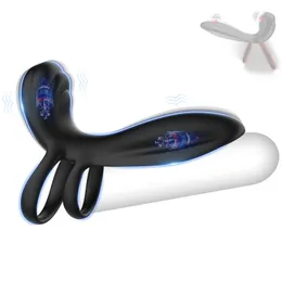 Vibrators Vibrating Cock Ring Remote Control Dual Penis for Men Couple with G spot and Clitor Simulator 3 in 1 Vibrator Adu 230904