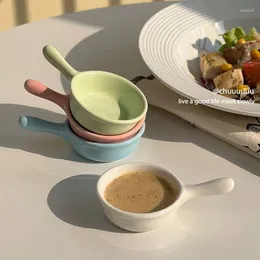 Decorative Figurines Trays With Handle Small Plate Ceramics Japanese Vinegar Dish Household Salad Tomato Sauce Seasoning Mini Delicate