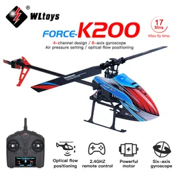 Electricrc Aircraft Wltoys XK K200 RC Helicopter 24g 6AIXS Gyroskop 4Ch Altitude Hold Optical Flow Remote Control Toys for Children 230901