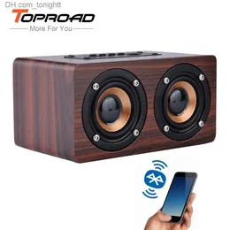 Przenośne głośniki Toproad Drewniane bezprzewodowe głośnik Bluetooth Portable HiFi Shock Bass Altavoz TF Caixa de Som Soundbar dla iPhone Sumsung Q230904