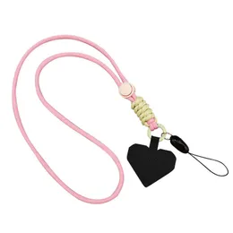 Cellband charms lång halskontrastkedja hänge handhållet handledsrep justerbar teleskopisk lanyard med klippband mobil lanyard