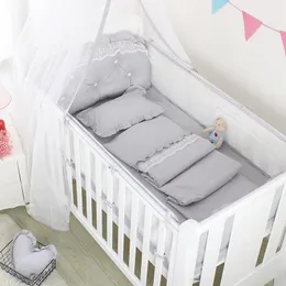 Sängkläder sätter 5st sommaren andningsbar baby säng mesh stötfångare baby säng staket nordiska baby crib säng sängkläder set sovrum dekoration baby rum produkt 230901