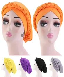 المرأة المسلمة جديلة الهند Turban Hat Ruffles Chemo Cap Beanie Hijab Caps Adevale Addle Wrap Women Muslim Hijib Bandanas New2469374