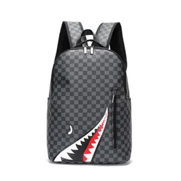2024 Новое поступление рюкзака Стильные рюкзаки Дизайнерский мужской рюкзак Дорожный рюкзак с решеткой Студенческий школьный портфель Большой емкости Shark Street Man Bookbag