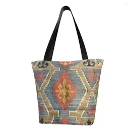 أكياس التسوق Navaho نسج العرقية التركية kilim tote قابلة لإعادة الاستخدام خمر الفارسية العتيقة القبلية القماش البقالة كيس المتسوق