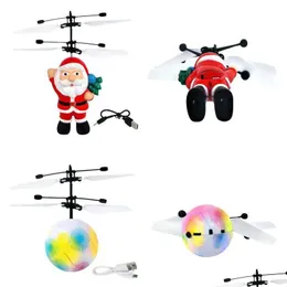 Giocattoli volanti Regalo di Natale Palla volante di Babbo Natale Palle luminose di volo per bambini Giocattolo elettronico di controllo remoto per aerei a induzione a infrarossi LED Dhisp