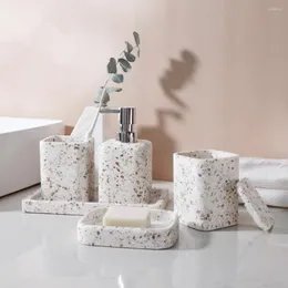 Bath Accessory Set Natural Stone Soap Dispenser Bathroom Accessories Supplies Gargle Cup Dish Toothbrush Home Decor Wedding