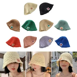 Beanie/Skull Caps Knit Beanie Hat For Women Y2k Hollowed Bucket Hat Girls Sunprotection Cap Fashion Female Hat Teens Breattable Headwear 230904