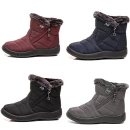 warm ladies snow boots side zipper light cotton women's shoes black red blue gray in winter outdoor sports sneakers color4