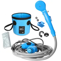 Hydration Gear Camping Shower 12V High Pressure Pump Outdoor vandring Elektrisk dusch med 20L vatten hink bil tvätt av husdjur växt växt 230905