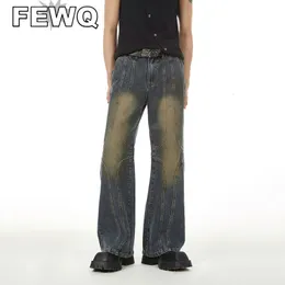 Men's Jeans FEWQ Niche Threedimensional Cutting Design Straight Worn Out Denim Trousers Male Autumn Casual Pant 2023 24B3332 230904