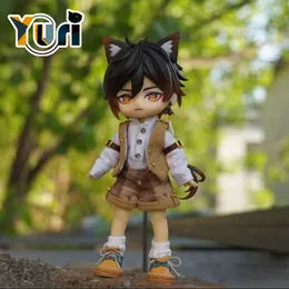 Dolls Anime Genshin Impact Zhongli Zhong Li Handmade OB11 Hair Dragon Horn Ear Game Cosplay C 230904