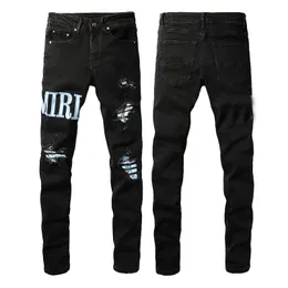 Pantaloni jeans slim fit da uomo patch strappati pantaloni skinny in denim da uomo pantaloni casual taglia grande 28-40 taglia USA 1315
