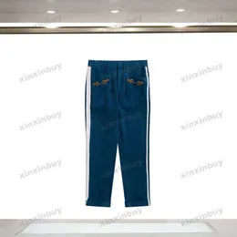Xinxinbuy Мужские и женские дизайнерские брюки Вельветовый костюм с вышивкой букв Весна-лето Повседневные брюки Черный Хаки синий M-3XL
