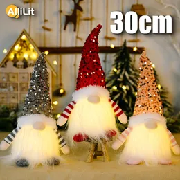 Decorações de Natal 30cm Boneca Elf Gnome com Luz LED para Casa Xmas Navidad Ano Crianças Presentes 230905