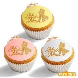 다른 이벤트 파티 소모품 12 개 PCS MR MS CAKE DISC ACRYLIC CUPCAKE TOPPERS DECORATION 230905