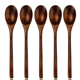 DHL Colheres de Sopa de Madeira para Comer Mistura Agitação Eco Friendly Long Handle Estilo Japonês Colheres Garfos Utensílio de Cozinha atacado 0905