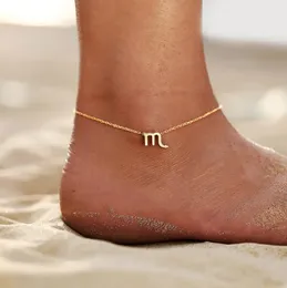 Bohemian Fashion Zodiac Constellation Anklets Gold Color Metalowe punkty punkowe bransoletki dla kobiet impreza letnia urok nóg biżuteria