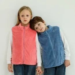 Colete outono inverno crianças colete meninos e meninas algodão mais veludo colete zíper unisex jaqueta de lã quente crianças roupas sólidas 230904
