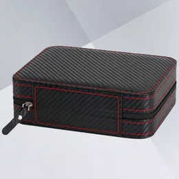 Watch Boxes 4 Slot Portable Carbon Fiber PU Zipper Storage Bag Travel Jewlery Box Case Personalized Luxury Gift