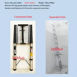 Escada telescópica única de aço inoxidável com almofada antiderrapante/201 de aço inoxidável