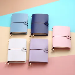 Solid Color Simple and Fresh Hand Ledger Notepad Creative Binding PU Leather Notebook Travel Diary Student Notebook