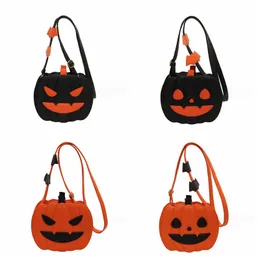 Women Shoulder Bag Halloween PU Leather Black Scary Pumpkin Party Shape Chain Strap High Quality Holiday Bags