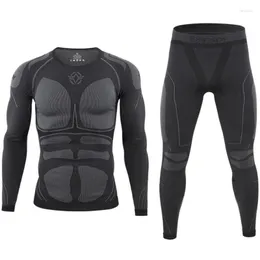 Męskie dresy termiczne bieliznę termiczną mężczyzn Torsical Training Fitness Tops Pants Zestawy pod garniturem zużycie męskie jesienne zimowe thermo długie