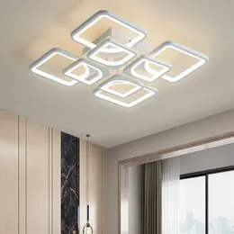 New Modern led Chandelier Lights for Living Room Dining Kitchen Bedroom Home White Rectangle Hanging Ceiling Lamp Lighting280n