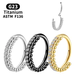 Nose ring Piercing G23 Titanium gold Zircon Earrings cartilage Clicker Labret septum women Helix Body Jewelry Unisex industrial